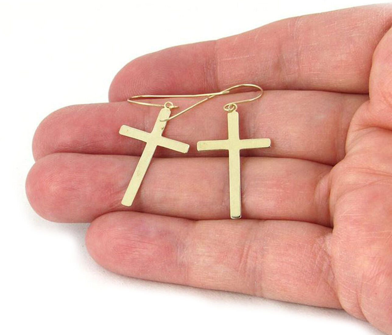 Dangle 14k Yellow Gold Cross Earrings