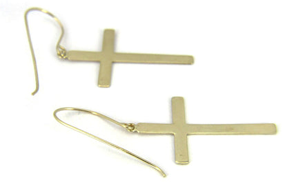 Dangle 14k Yellow Gold Cross Earrings