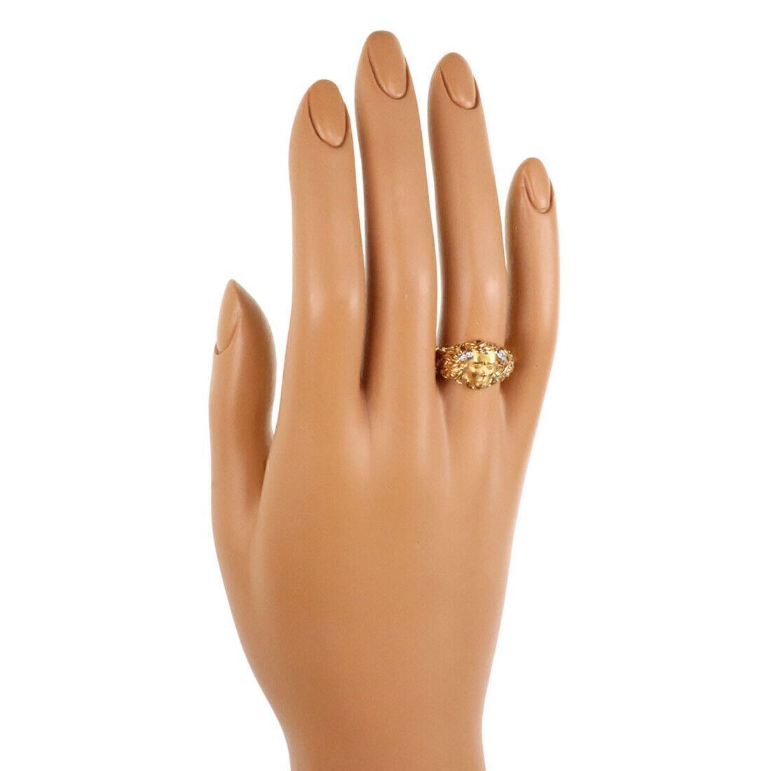 Carrera y Carrera Medusa Diamond 18k Gold Face Ring - Size 6