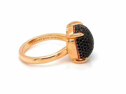 Tiffany & Co. Picasso Black Spinel Sugar Stacks 18k Rose Gold Ring - Size 6