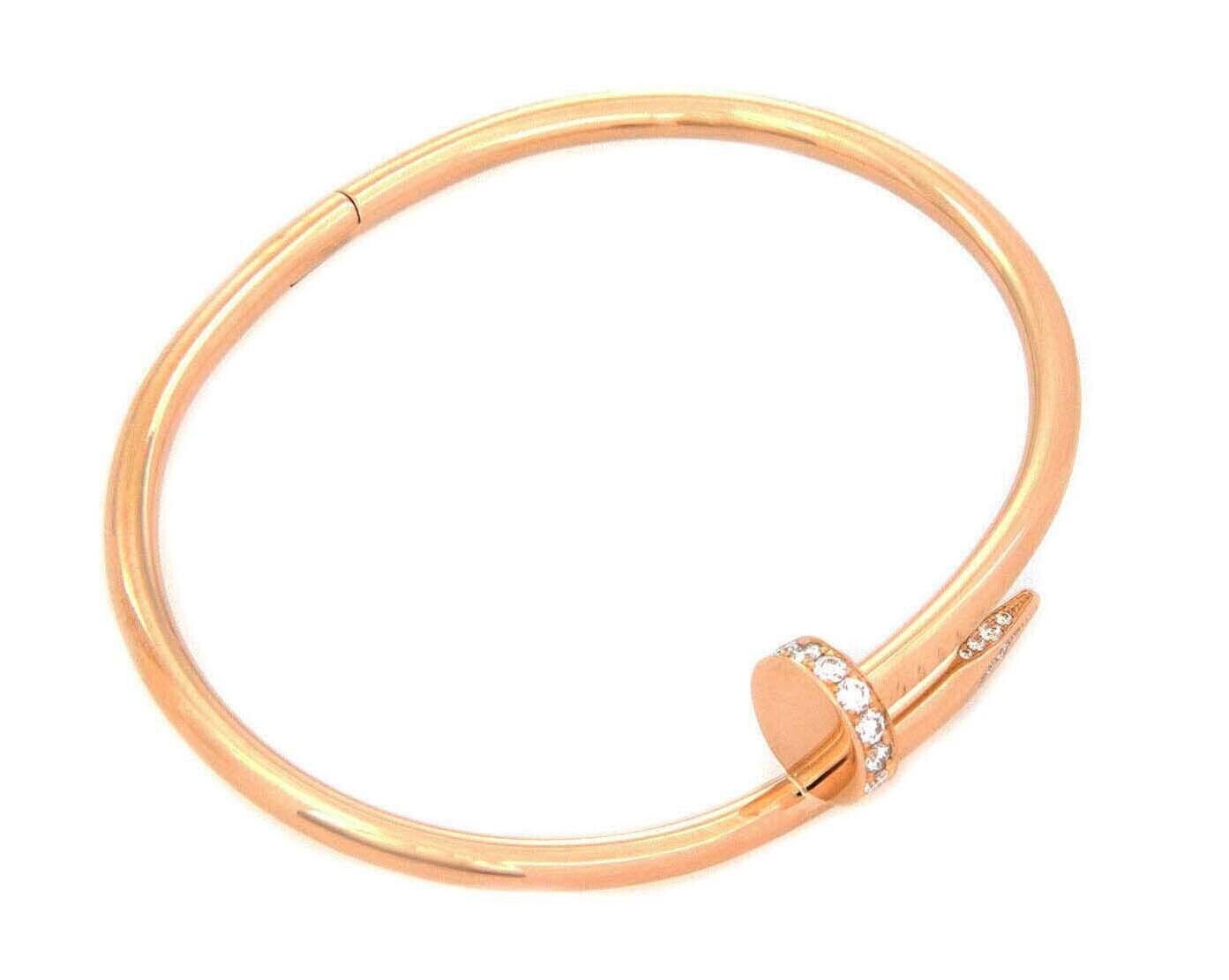 Cartier Juste un Clou Diamond 18k Pink Gold Bracelet w/Paper - Size 18