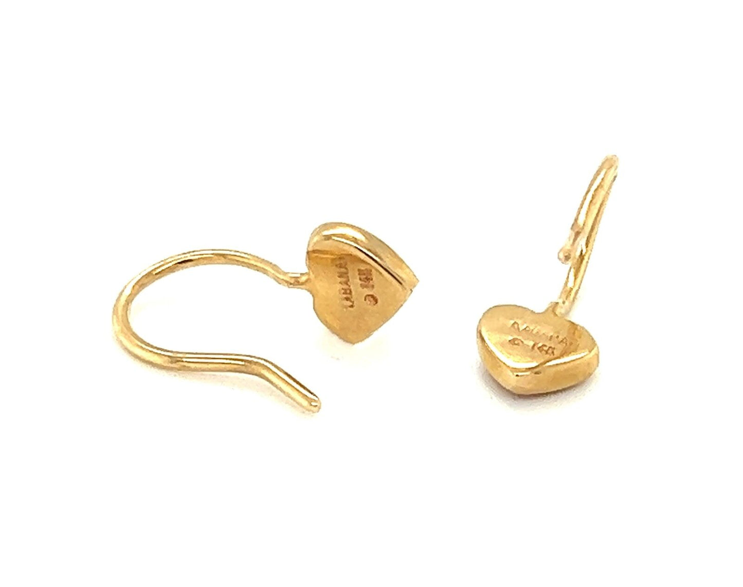 Kabana Red Spiny Oyster 14k Yellow Gold Mini Heart Hook Dangle Earrings