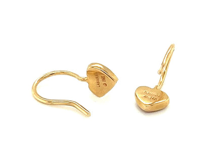 Kabana Red Spiny Oyster 14k Yellow Gold Mini Heart Hook Dangle Earrings