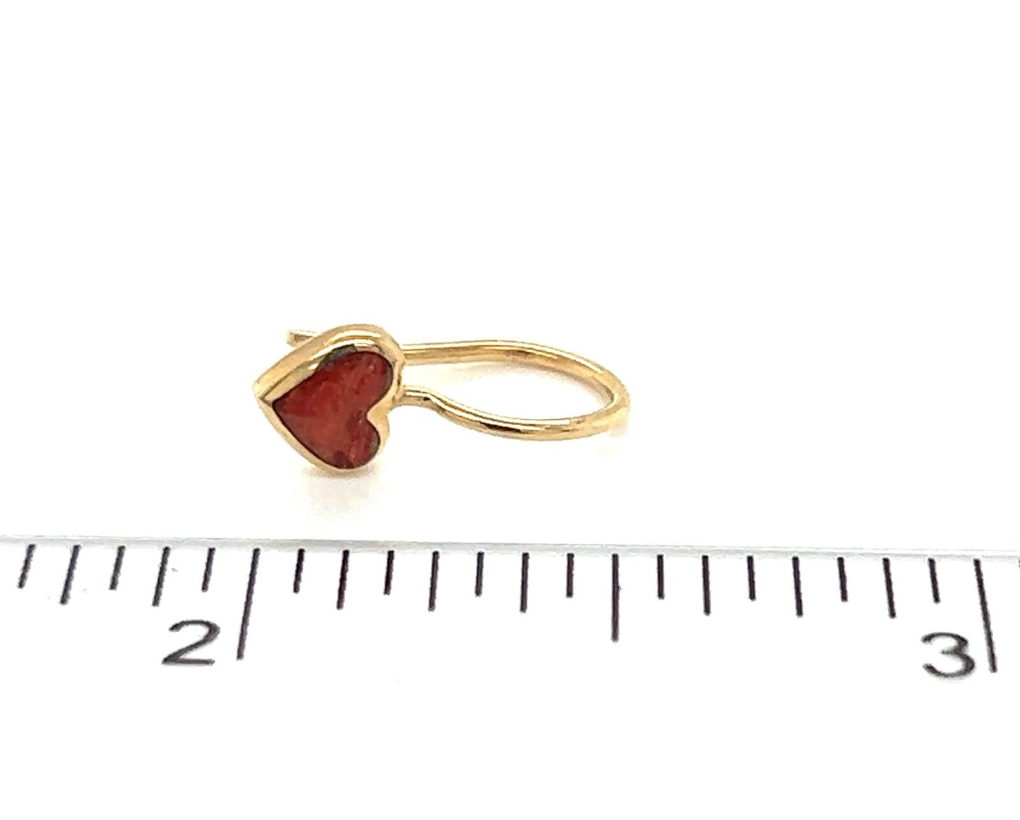 Kabana Red Spiny Oyster 14k Yellow Gold Mini Heart Hook Dangle Earrings