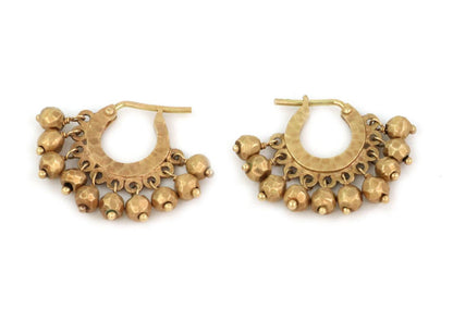 Talisman 14k Yellow Gold Hand Hammered Bead Earrings