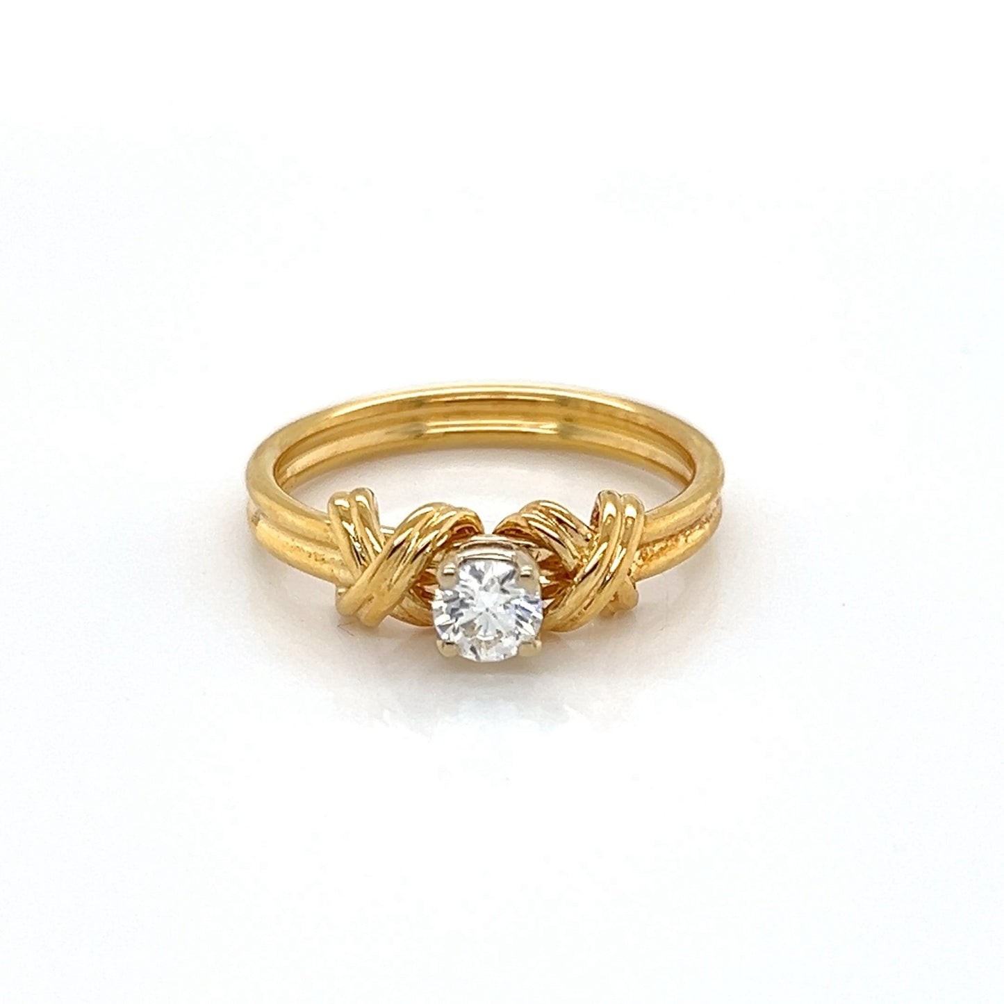Tiffany & Co. Signature X Solitaire Diamond 18k Yellow Gold Ring - Size 5