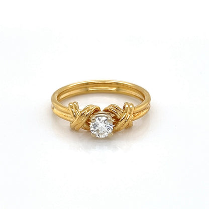 Tiffany & Co. Signature X Solitaire Diamond 18k Yellow Gold Ring - Size 5