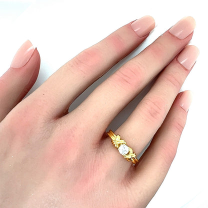 Tiffany & Co. Signature X Solitaire Diamond 18k Yellow Gold Ring - Size 5