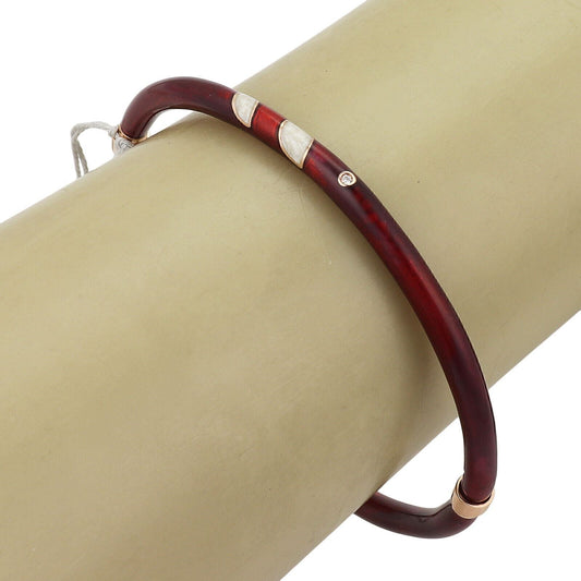 Nouvelle Bague Enamel Sterling Silver & 18k Pink Gold Bangle Bracelet