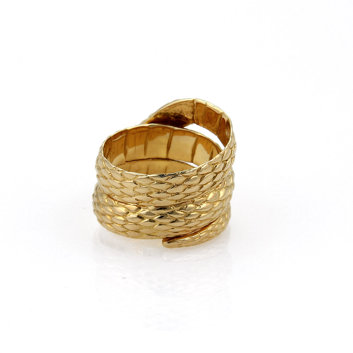 Diamond Coiled Snake 18k Yellow Gold Ring Size 6.5