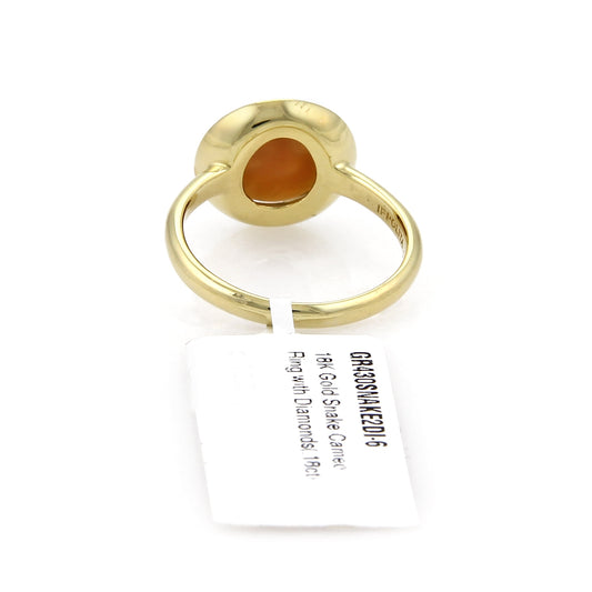 Ippolita Diamond Snake Cameo 18k Yellow Gold Ring Size 6.5