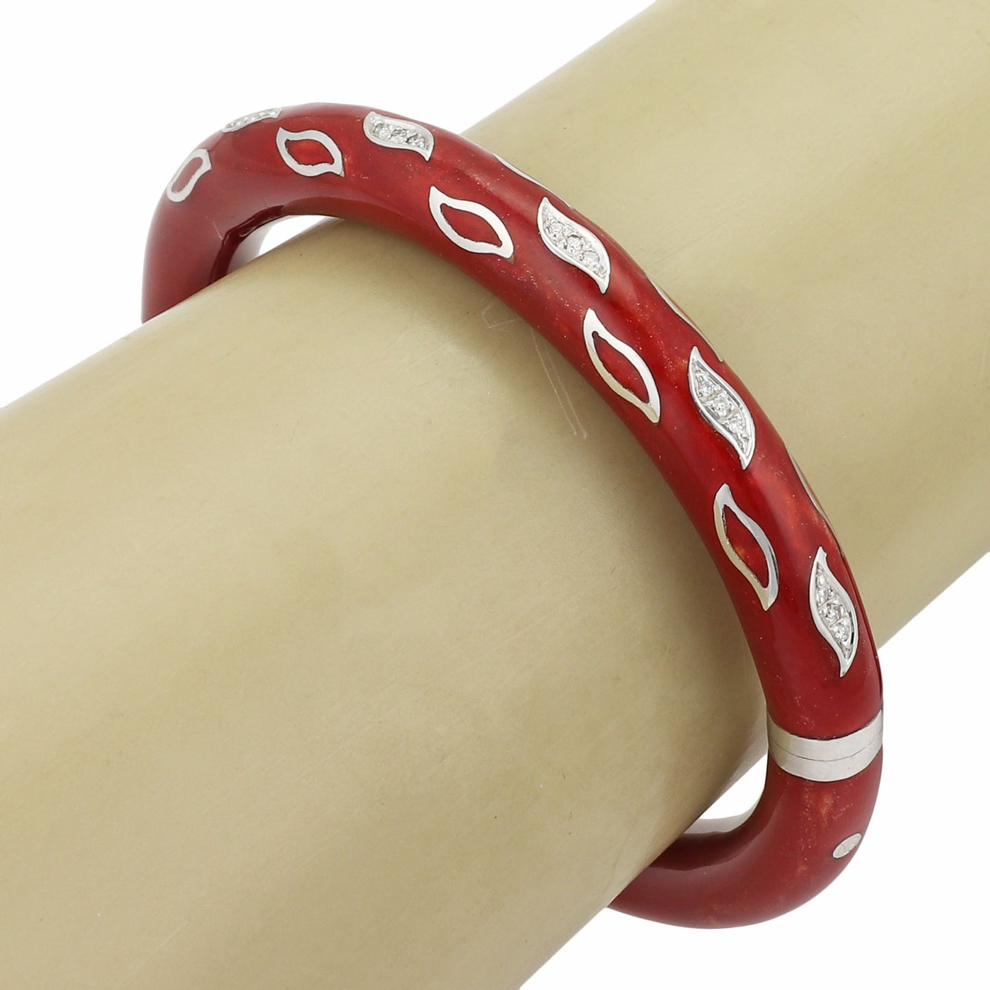 Nouvelle Bague Red Enamel 18k & Sterling Bangle Bracelet