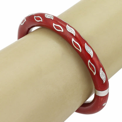 Nouvelle Bague Red Enamel 18k & Sterling Bangle Bracelet