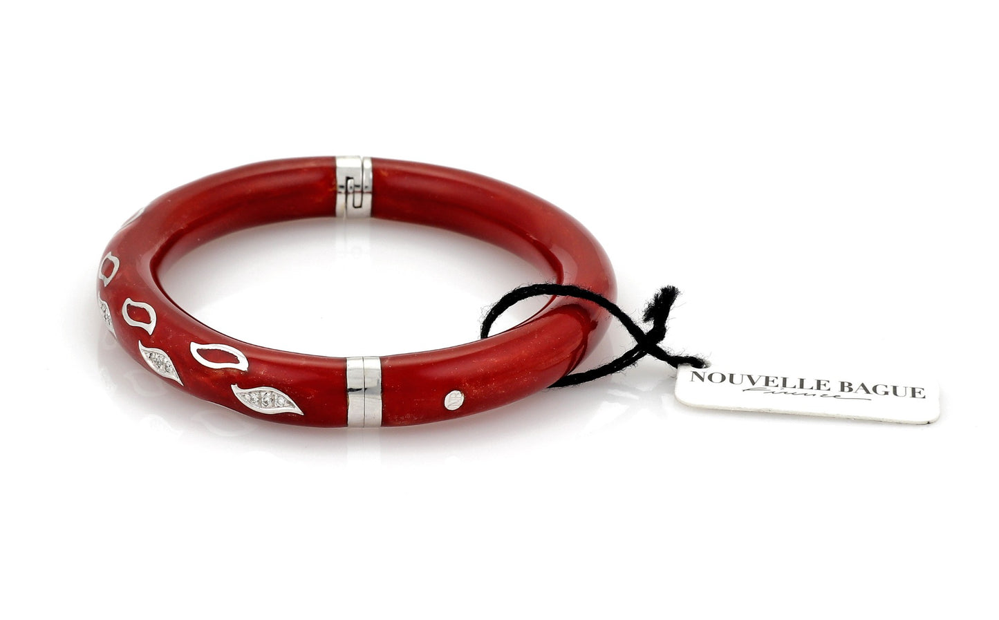 Nouvelle Bague Red Enamel 18k & Sterling Bangle Bracelet