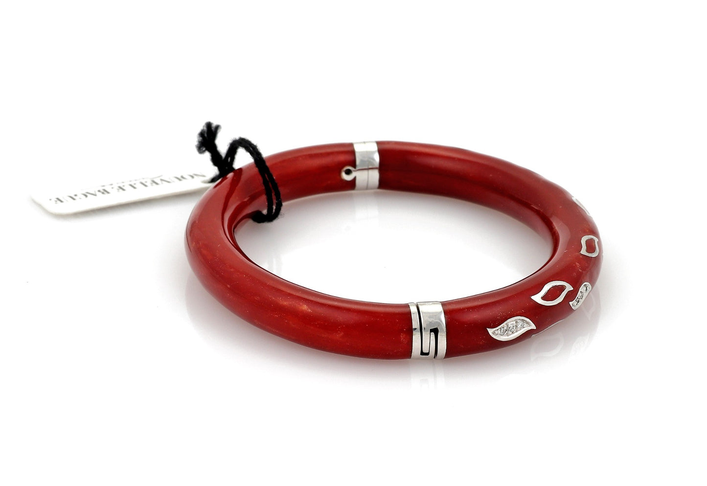 Nouvelle Bague Red Enamel 18k & Sterling Bangle Bracelet