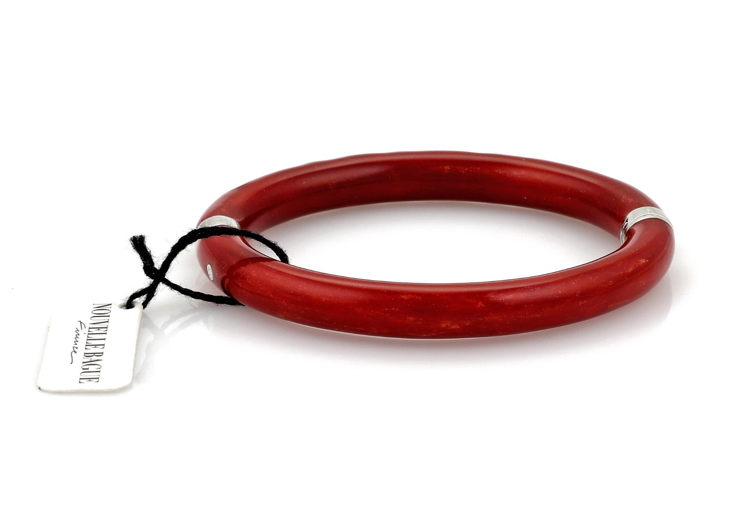 Nouvelle Bague Red Enamel 18k & Sterling Bangle Bracelet