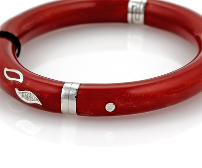 Nouvelle Bague Red Enamel 18k & Sterling Bangle Bracelet