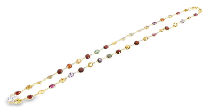 Multicolor Gemstone 14k Yellow Gold Oval Link Necklace