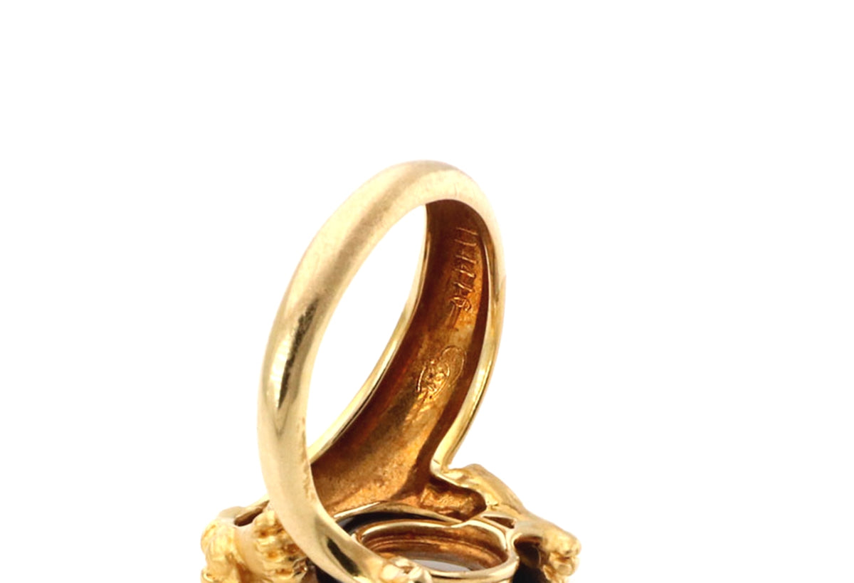 Carrera y Carrera Panther Black Onyx Ruby Diamond 18k Yellow Gold Ring Size 5