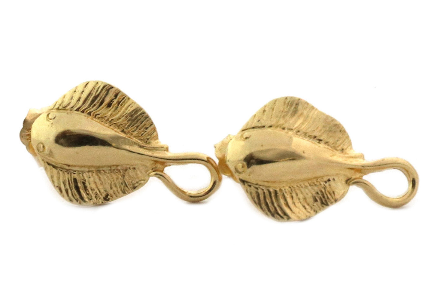 14k Yellow Gold Sting Ray Fish Stud Earrings