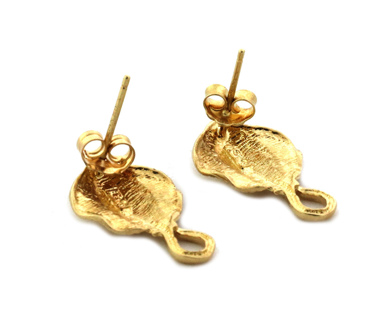 14k Yellow Gold Sting Ray Fish Stud Earrings