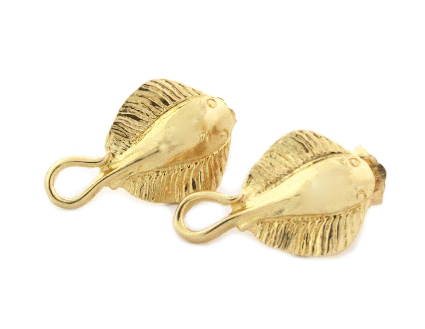 14k Yellow Gold Sting Ray Fish Stud Earrings