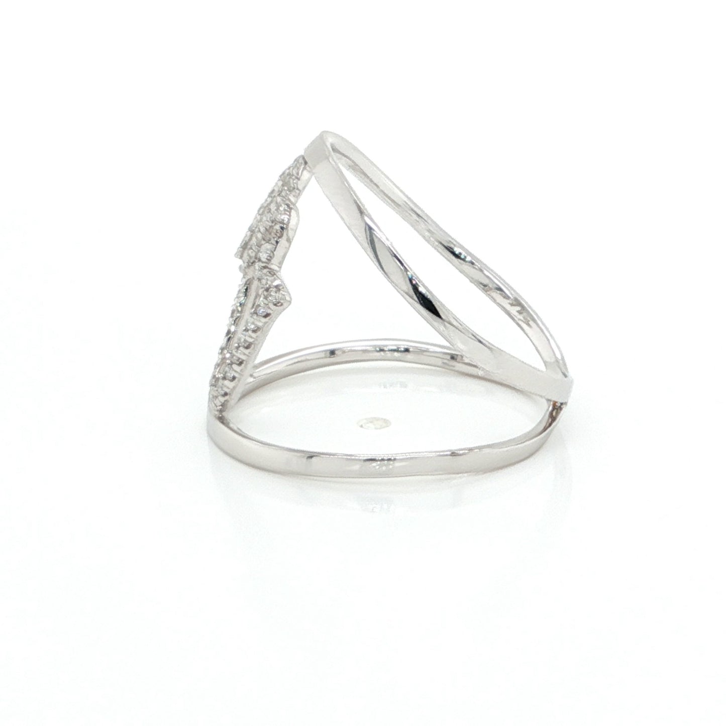 Diamond Open Hamsa Hand 18k White Gold Ring Size 7