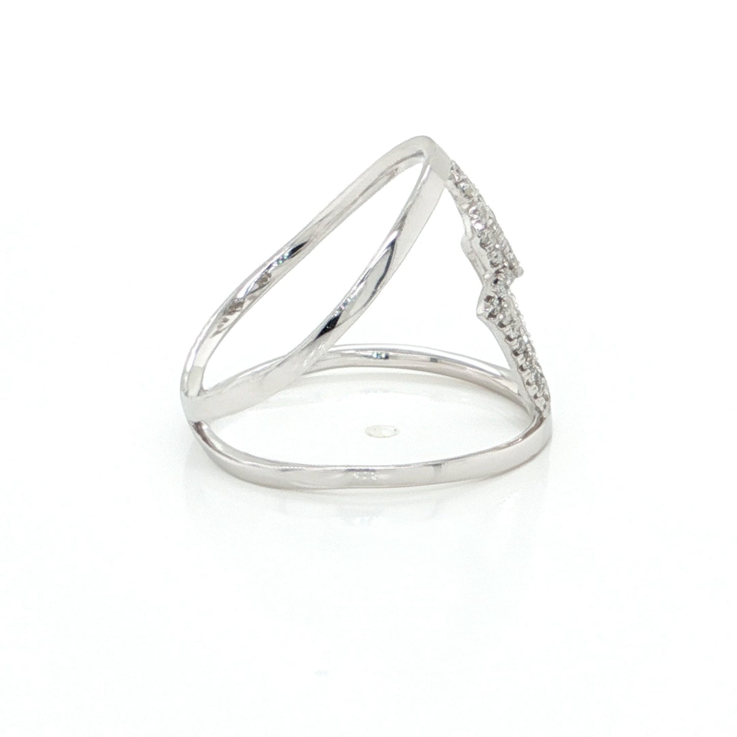 Diamond Open Hamsa Hand 18k White Gold Ring Size 7