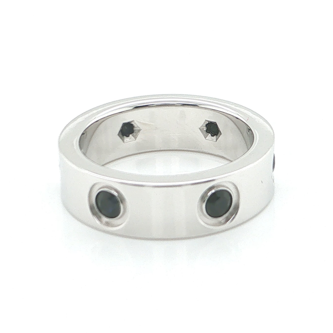 Cartier Love Blue Sapphire 18k White Gold Band Ring w/ Certificate Size 4.5