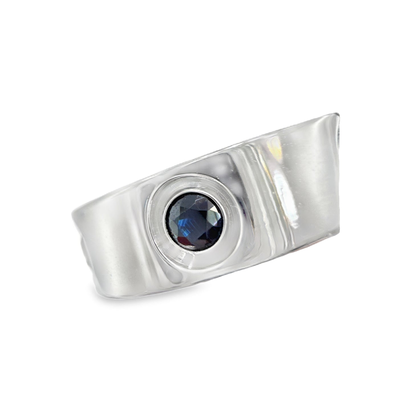 Cartier Love Blue Sapphire 18k White Gold Band Ring w/ Certificate Size 4.5