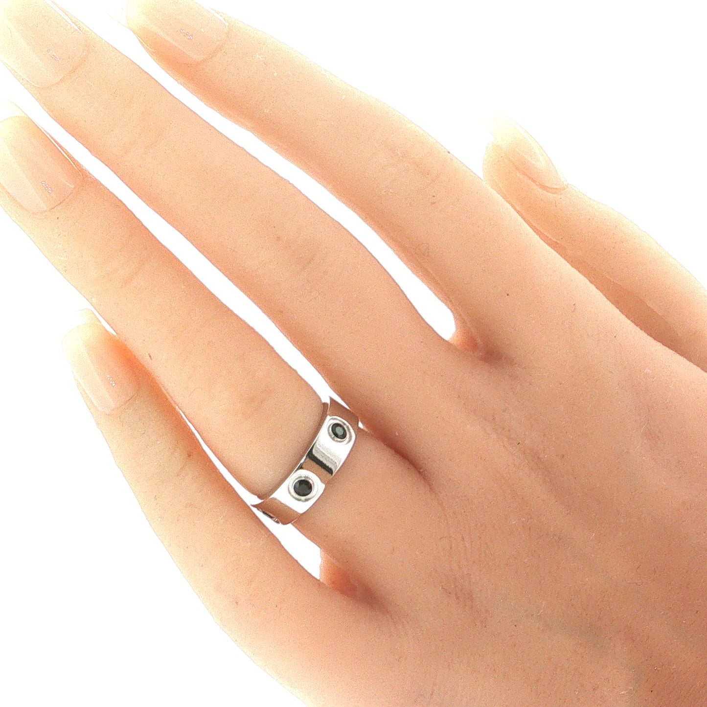 Cartier Love Blue Sapphire 18k White Gold Band Ring w/ Certificate Size 4.5