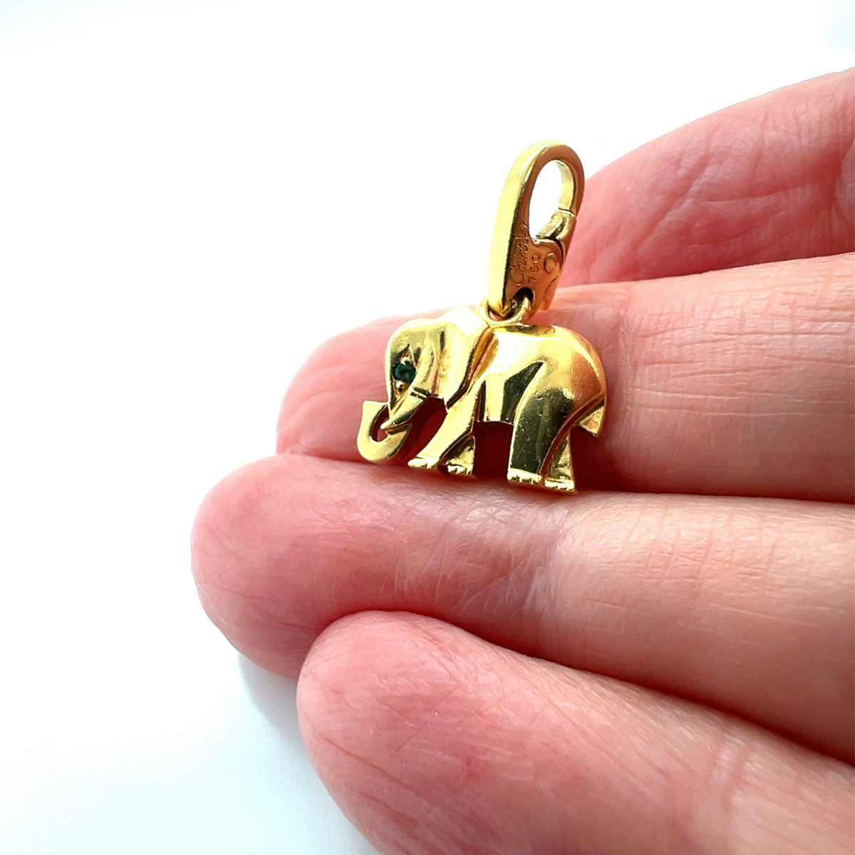 Cartier Elephant Emerald 18k Yellow Gold Charm Pendant