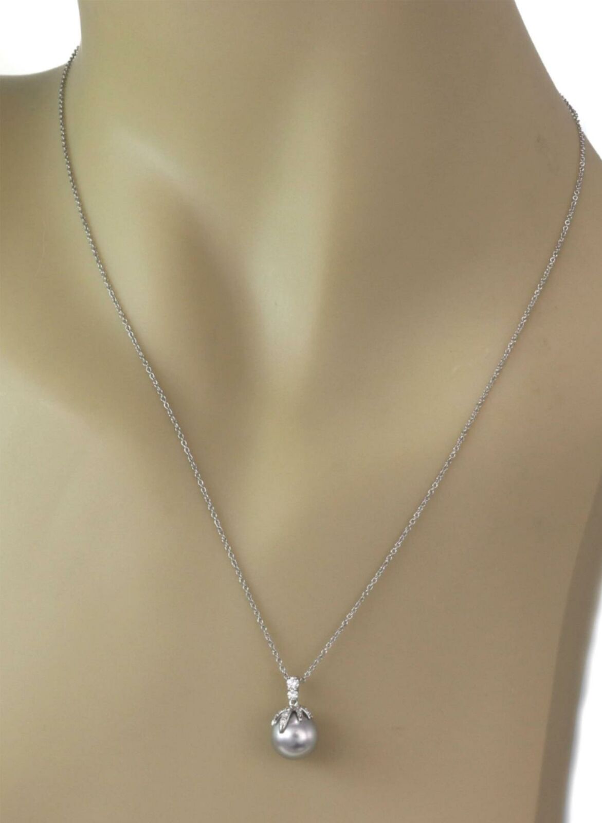 Tiffany & Co. Fireworks Diamond Pale Gray Pearl Platinum Pendant Necklace