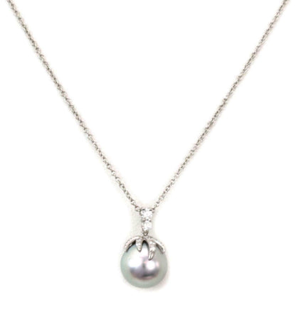 Tiffany & Co. Fireworks Diamond Pale Gray Pearl Platinum Pendant Necklace