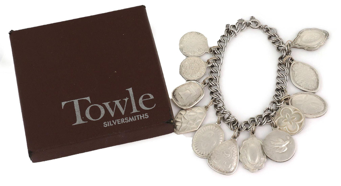 Towle 1971 Sterling Silver Twelve Days of Christmas Reversible Charm Bracelet