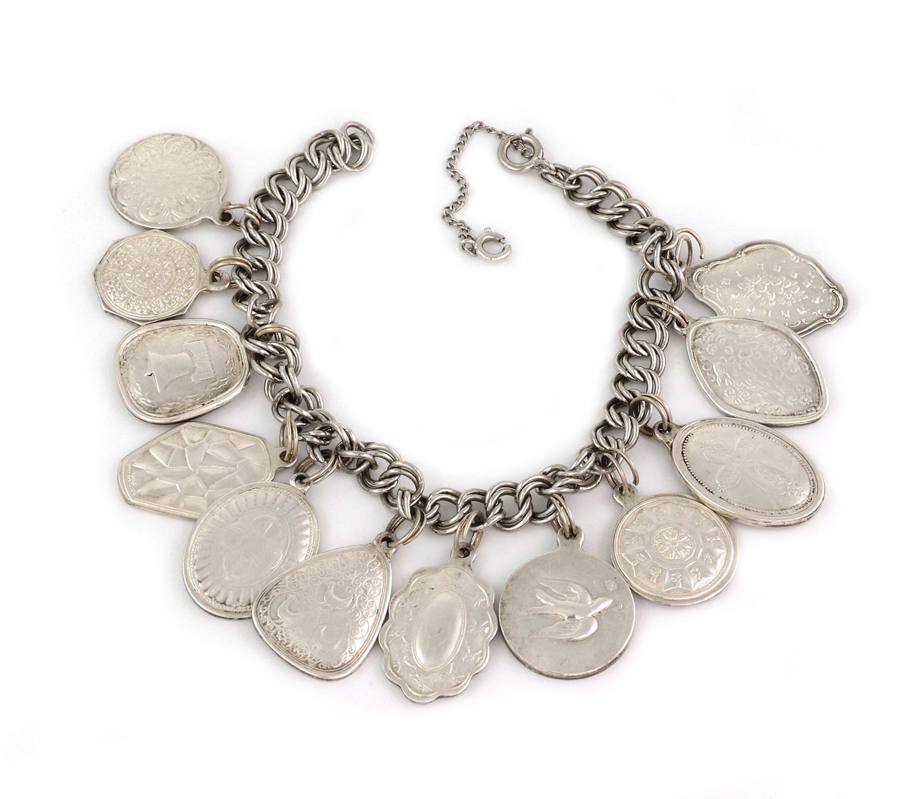 Towle 1971 Twelve Days of Christmas reversible charm bracelet in sterling silver