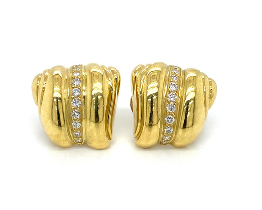 Kieselstein Cord Diamond 18k Yellow Gold Shell Design Post Clip Earrings | Earrings | catalog, Designer Jewelry, Earrings, Kieselstein Cord | Kieselstein Cord