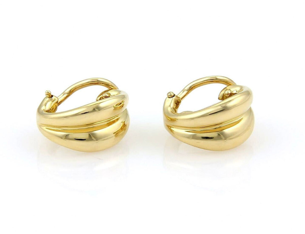 Tiffany & Co. leaf 18k yellow gold huggie earrings