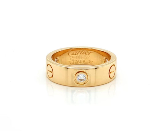 Cartier LOVE Classic three-diamond 18k yellow gold band ring