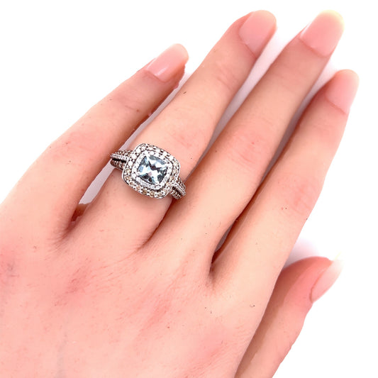 Le Vian Aquamarine Chocolate Diamond 14k White Gold Ring