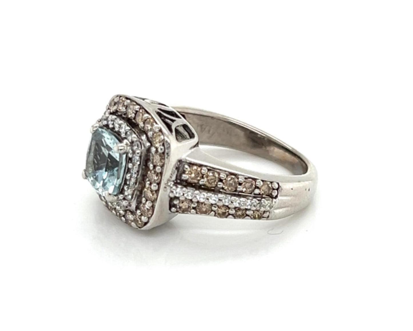 Le Vian Aquamarine Chocolate Diamond 14k White Gold Ring