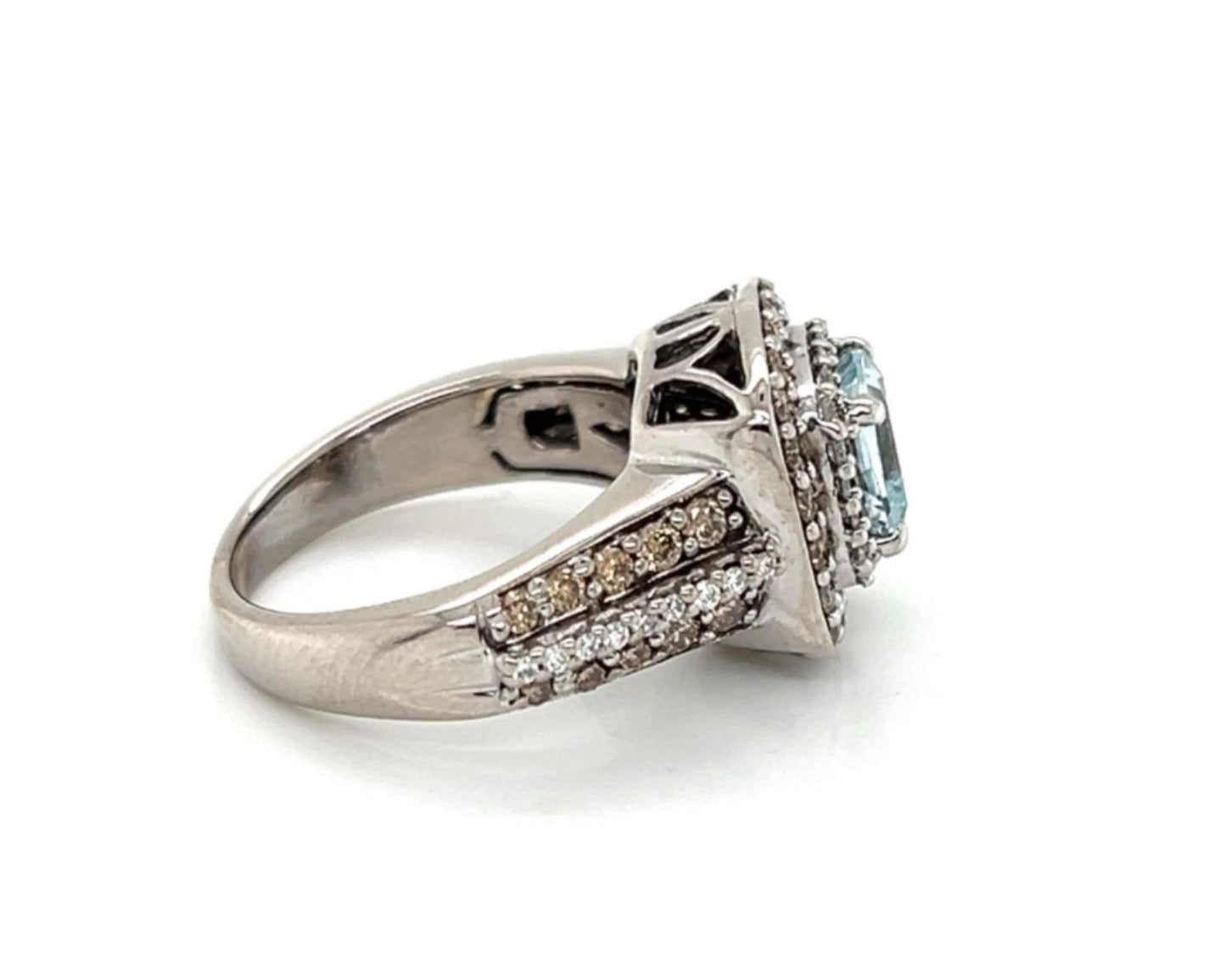 Le Vian Aquamarine Chocolate Diamond 14k White Gold Ring