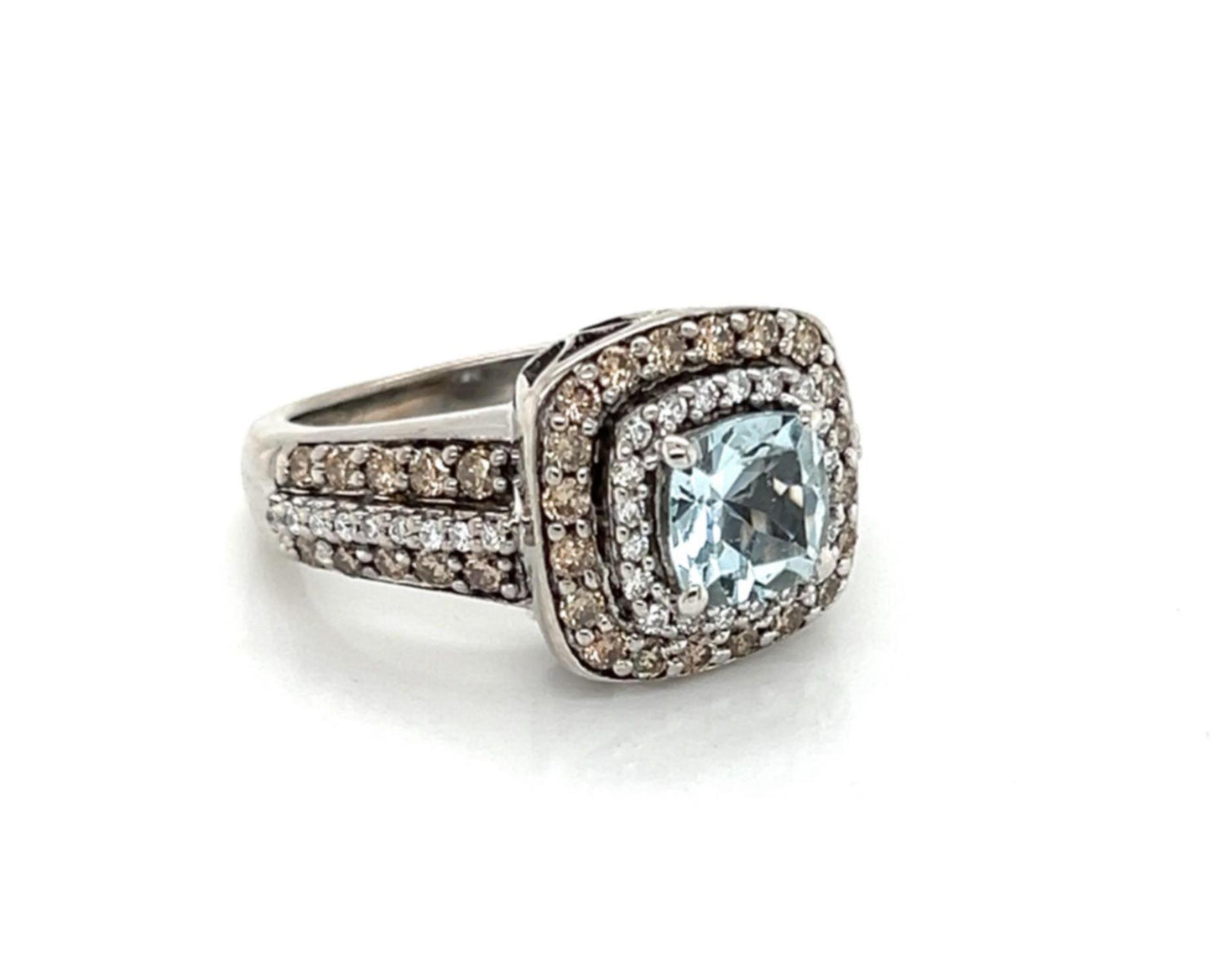 Le Vian Aquamarine Chocolate Diamond 14k White Gold Ring