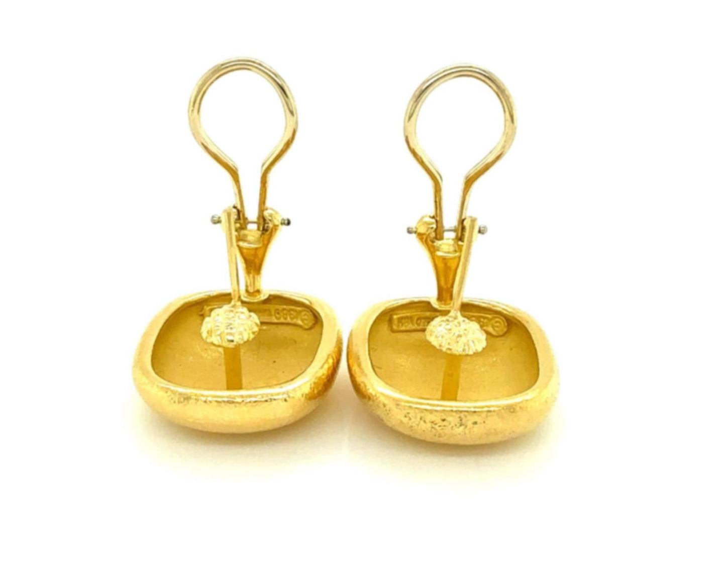 Tiffany & Co. Vintage 1980s 18k Yellow Gold Cushion Dome Earrings