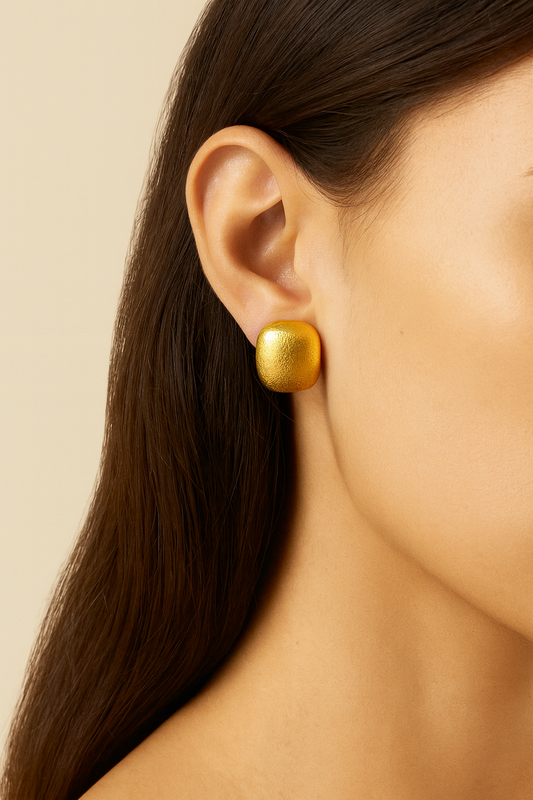 Tiffany & Co. Vintage 1980s 18k Yellow Gold Cushion Dome Earrings