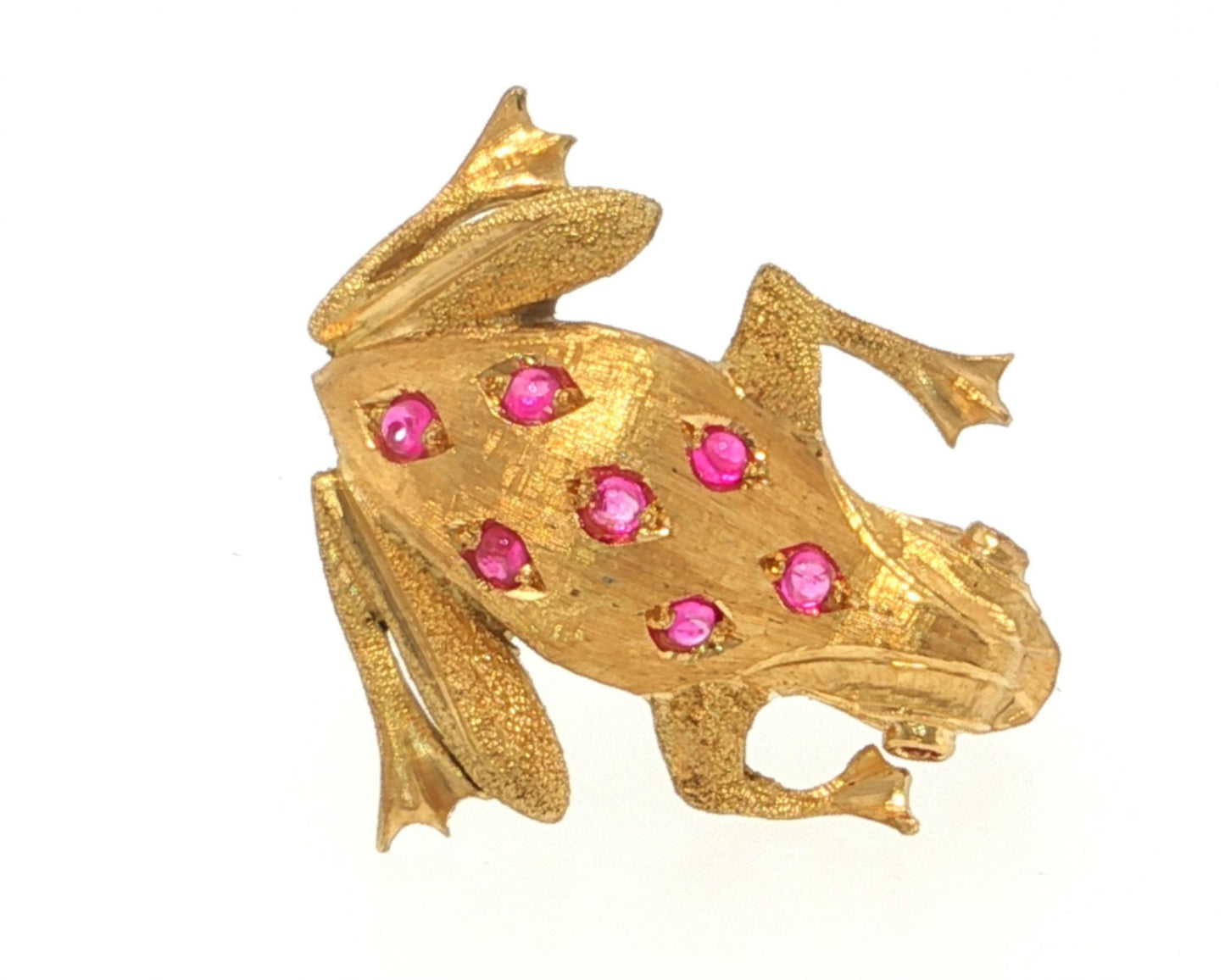 Pink Tourmaline Frog 18k Yellow Gold Brooch
