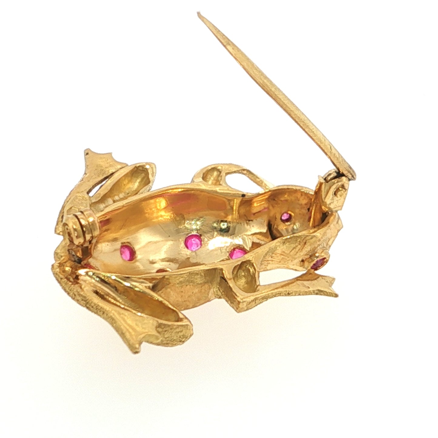 Pink Tourmaline Frog 18k Yellow Gold Brooch