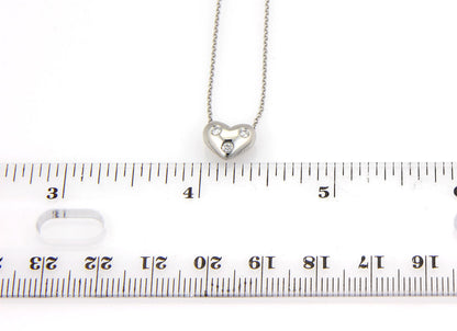 Tiffany & Co. Etoile Diamond Platinum 3 Stone Heart Slide Pendant Necklace