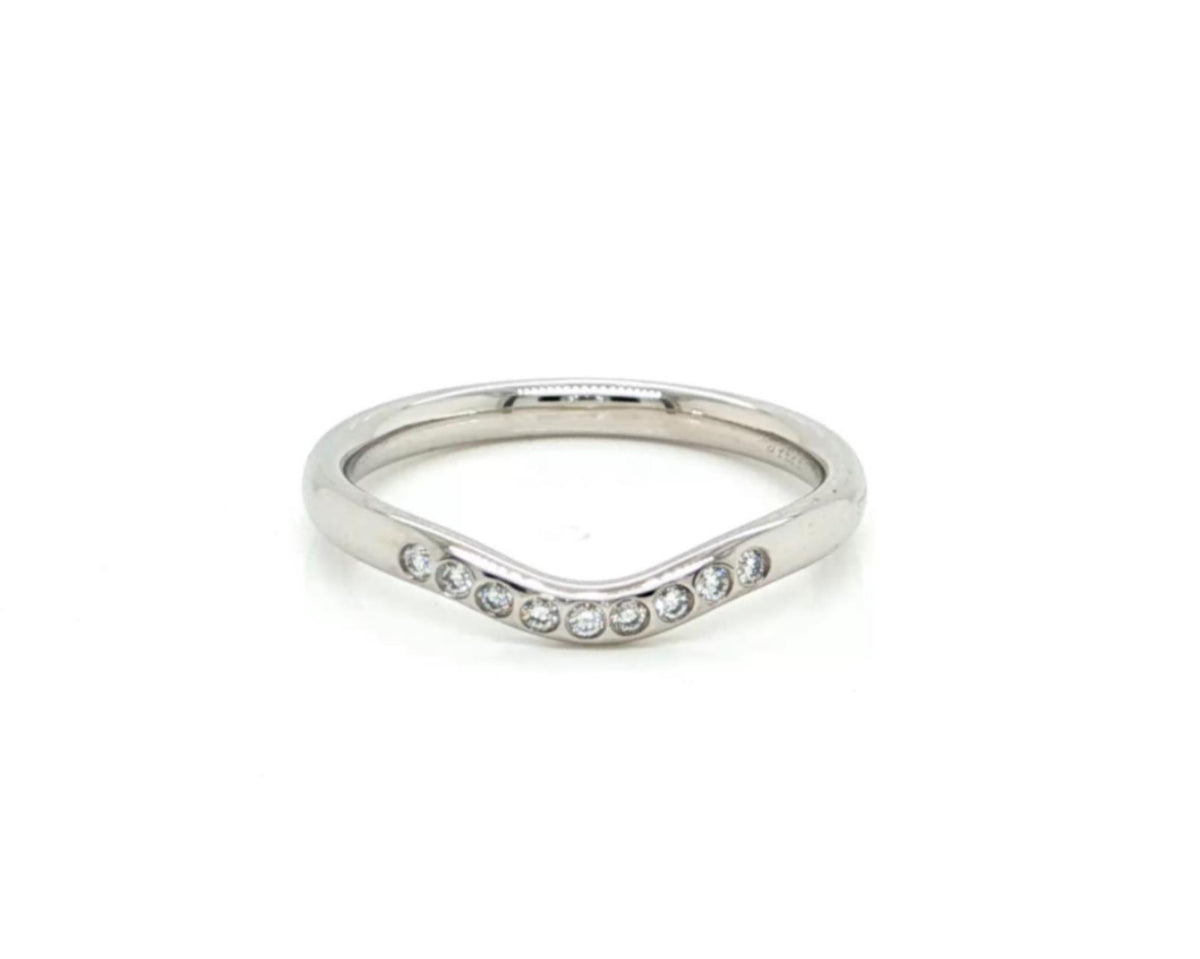 Tiffany & Co. Elsa Peretti Diamond Curved Band Platinum Ring Size 6