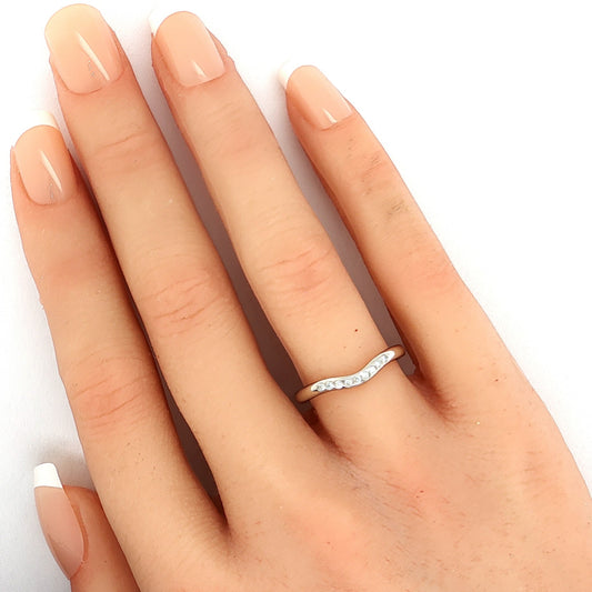 Tiffany & Co. Elsa Peretti Diamond Curved Band Platinum Ring Size 6